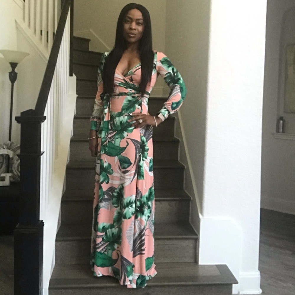 Floral Maxi Dress with from split!